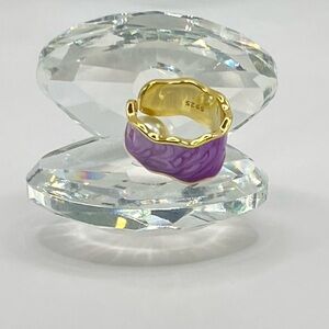 925 Sterling Silver Purple Enamel Adjustable Ring